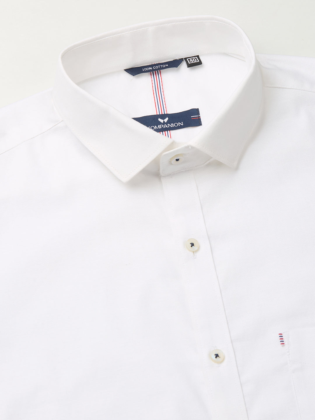 KOMPANION Men's Smart Office Wear White Plain Shirt | Oxford