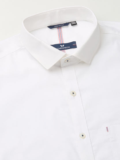 KOMPANION Men's Smart Office Wear White Plain Shirt | Oxford