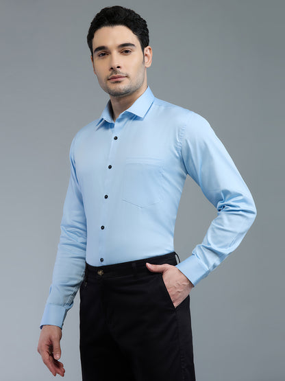 Sky Blue- Kompanion Men's Solid Shirt | Lycra