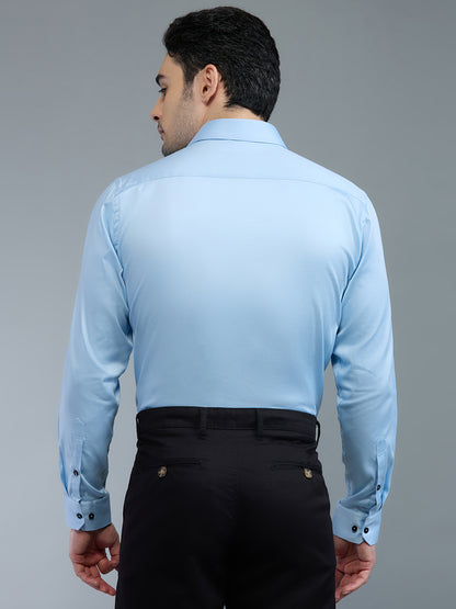 Sky Blue- Kompanion Men's Solid Shirt | Lycra
