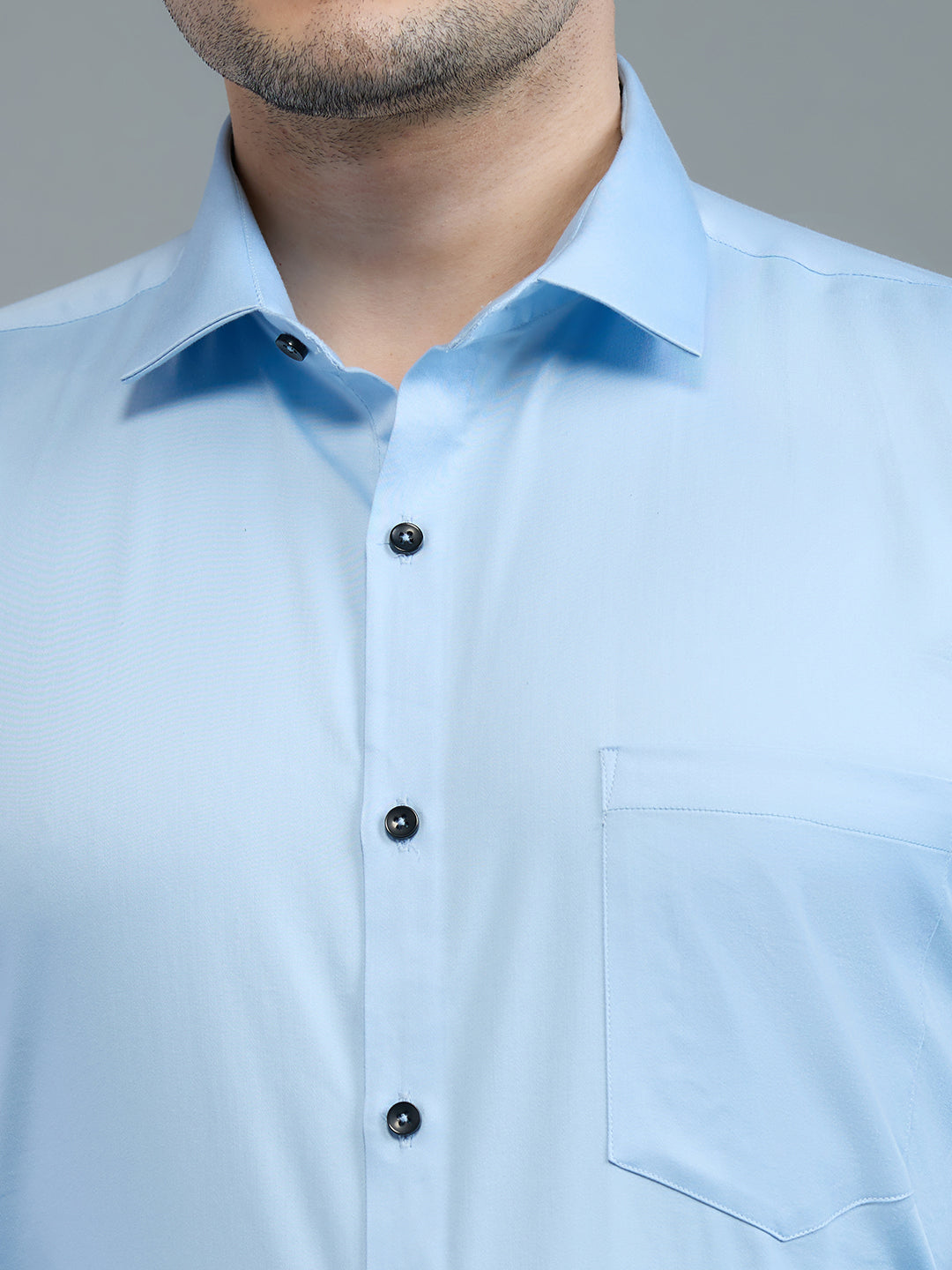 Sky Blue- Kompanion Men's Solid Shirt | Lycra