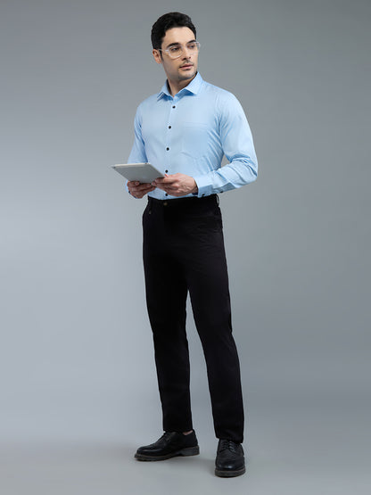 Sky Blue- Kompanion Men's Solid Shirt | Lycra