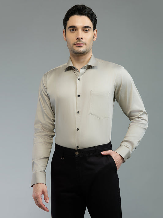 Dove Grey - Kompanion Men's Solid Shirt | Lycra