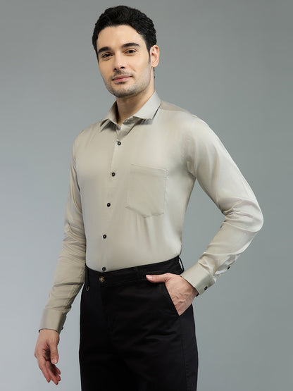 Dove Grey - Kompanion Men's Solid Shirt | Lycra