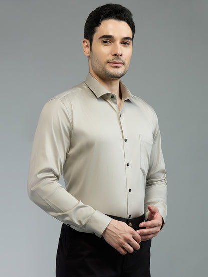 Dove Grey - Kompanion Men's Solid Shirt | Lycra