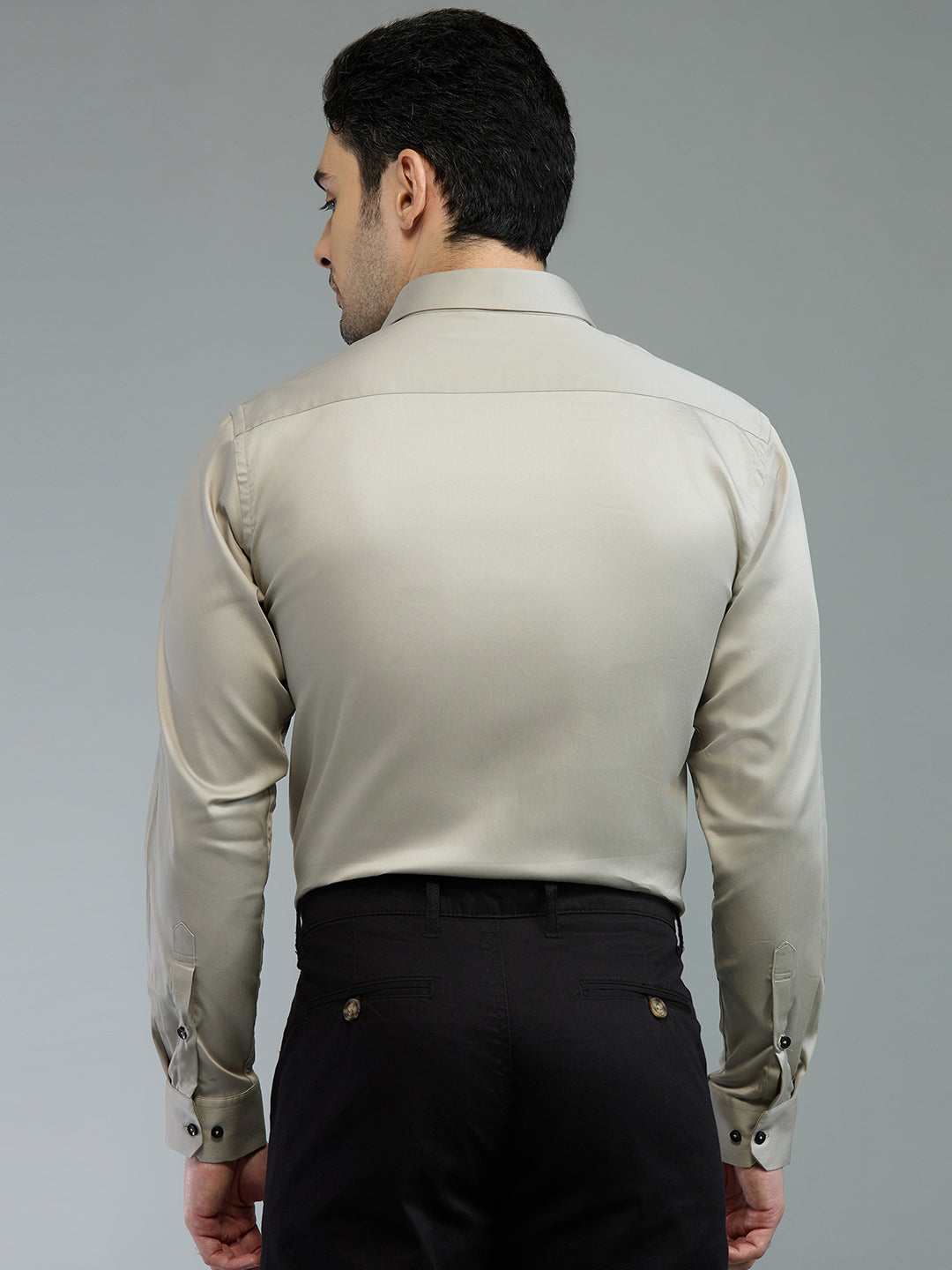 Dove Grey - Kompanion Men's Solid Shirt | Lycra