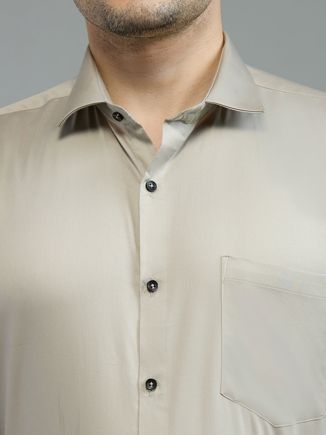 Dove Grey - Kompanion Men's Solid Shirt | Lycra