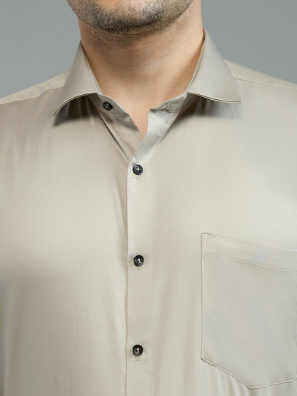 Dove Grey - Kompanion Men's Solid Shirt | Lycra