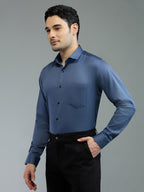 Blue Grey - Kompanion Men's Solid Shirt | Lycra