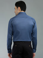 Blue Grey - Kompanion Men's Solid Shirt | Lycra