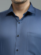 Blue Grey - Kompanion Men's Solid Shirt | Lycra