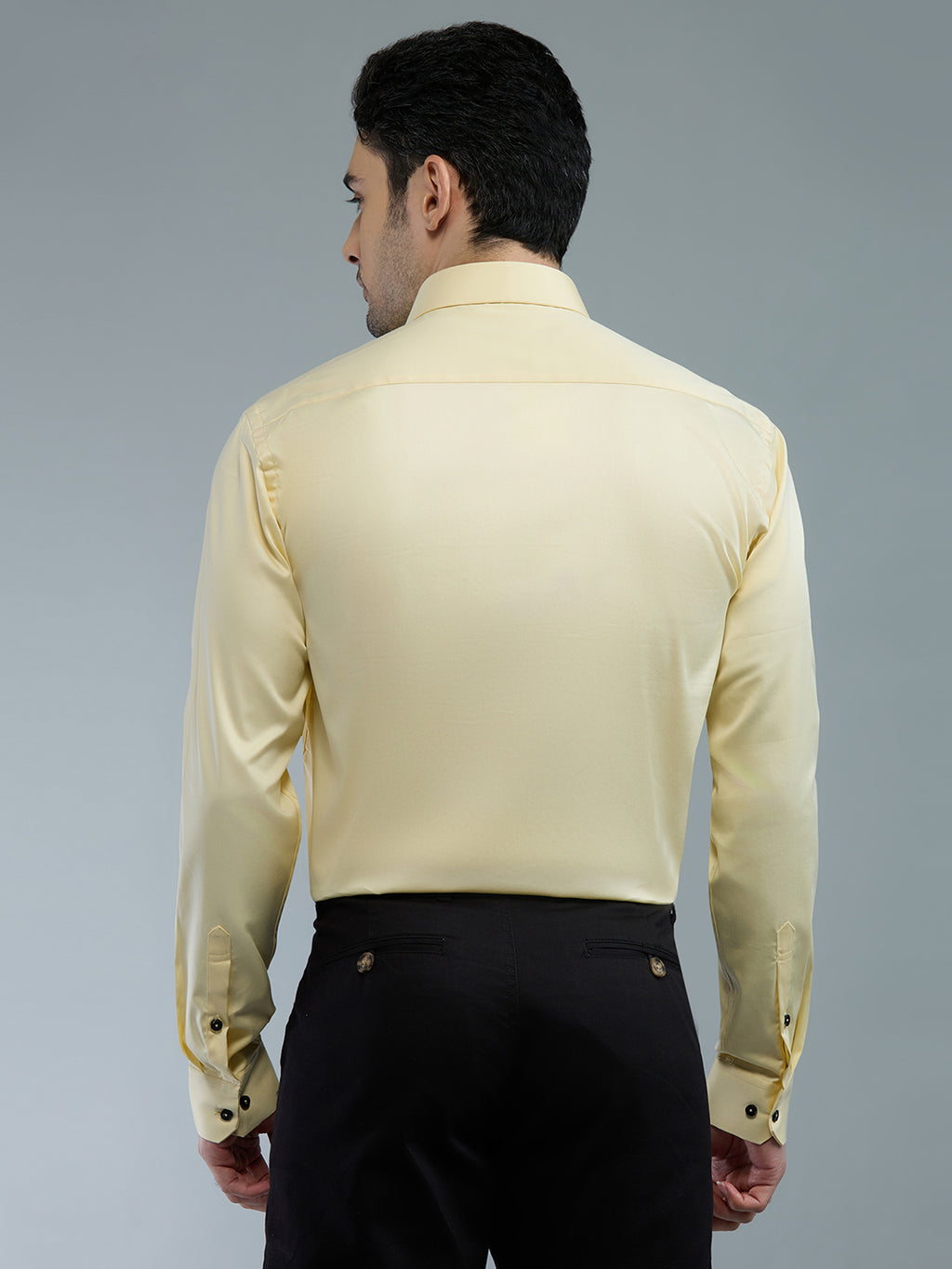 Light Yellow - Kompanion Men's Solid Shirt | Lycra