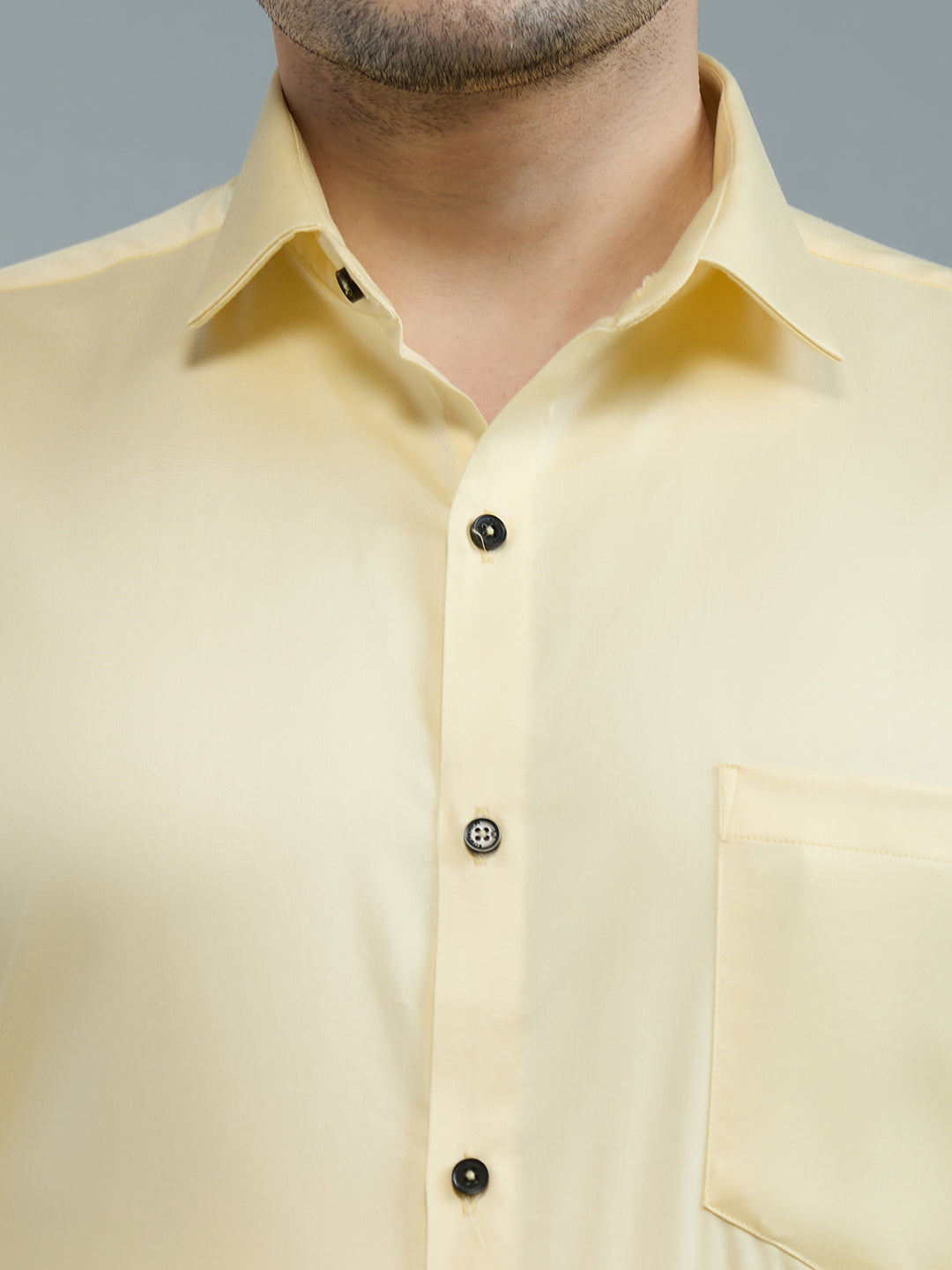 Light Yellow - Kompanion Men's Solid Shirt | Lycra
