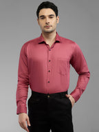Brick Red - Kompanion Men's Solid Shirt | Lycra