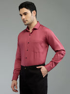 Brick Red - Kompanion Men's Solid Shirt | Lycra