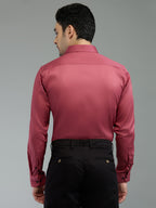 Brick Red - Kompanion Men's Solid Shirt | Lycra