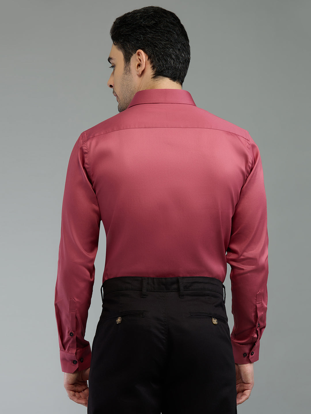 Brick Red - Kompanion Men's Solid Shirt | Lycra