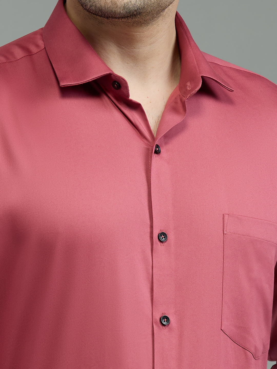 Brick Red - Kompanion Men's Solid Shirt | Lycra