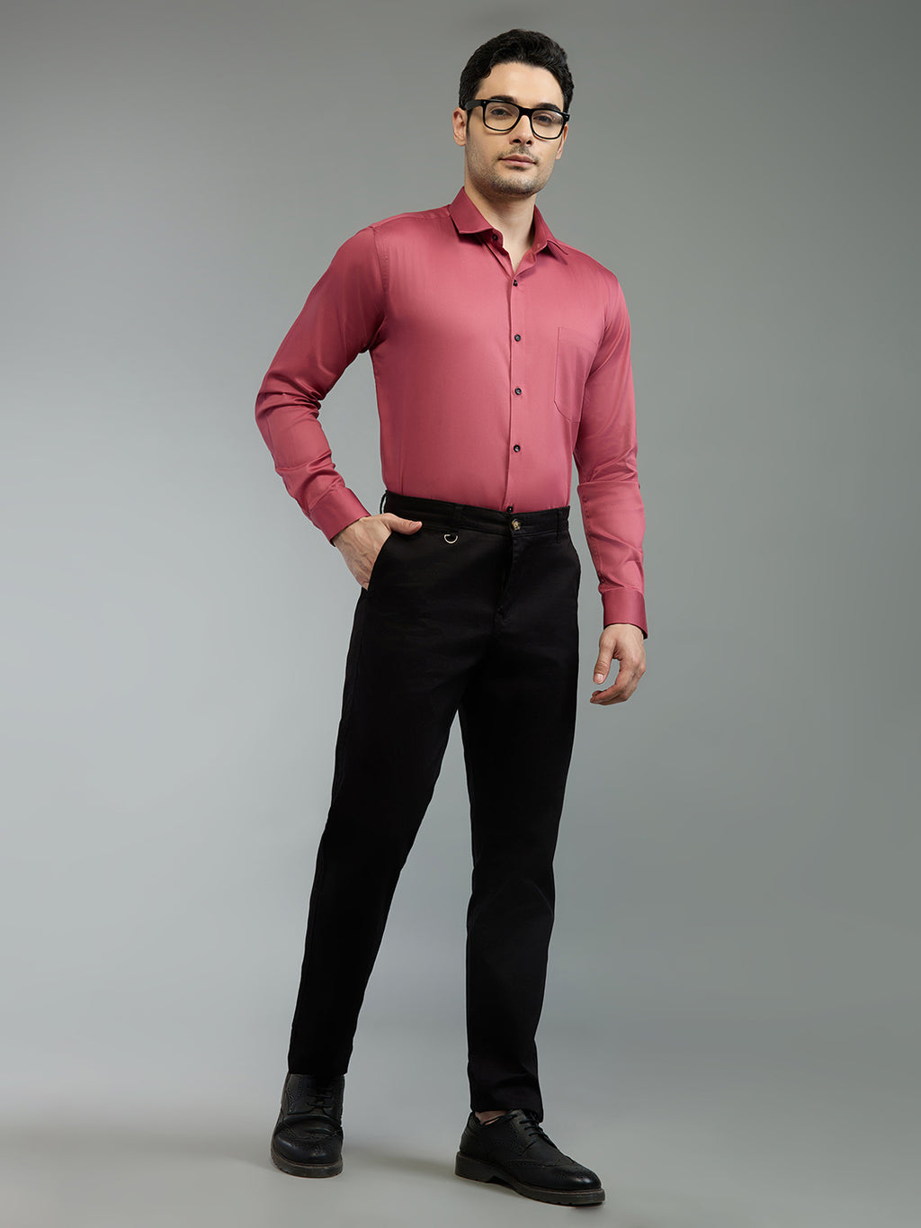 Brick Red - Kompanion Men's Solid Shirt | Lycra
