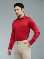 Red - Kompanion Men's Solid Shirt | Lycra