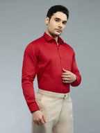 Red - Kompanion Men's Solid Shirt | Lycra