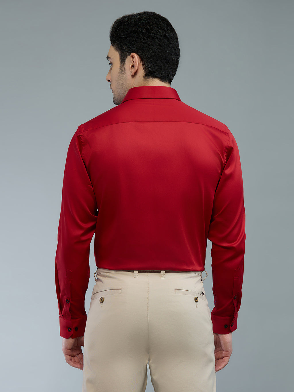 Red - Kompanion Men's Solid Shirt | Lycra