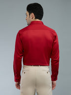 Red - Kompanion Men's Solid Shirt | Lycra