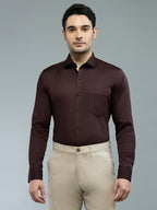 Brown - Kompanion Men's Solid Shirt | Lycra