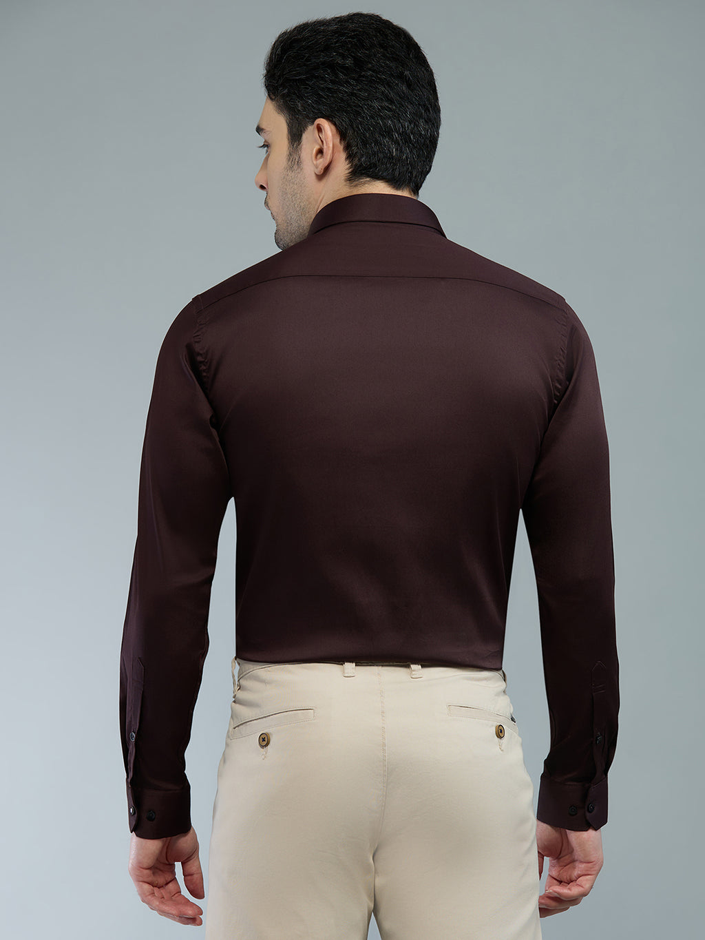 Brown - Kompanion Men's Solid Shirt | Lycra