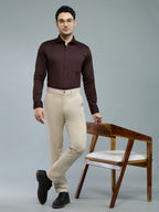Brown - Kompanion Men's Solid Shirt | Lycra