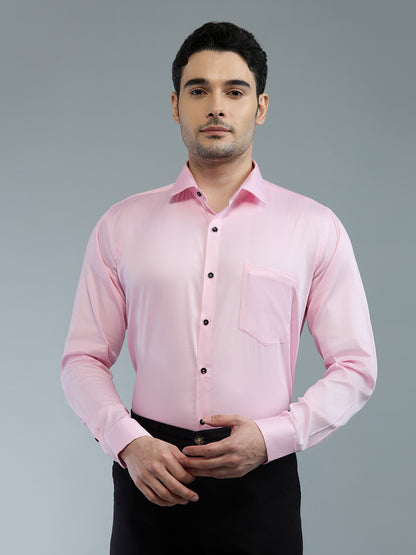 Baby Pink - Kompanion Men's Solid Shirt | Lycra