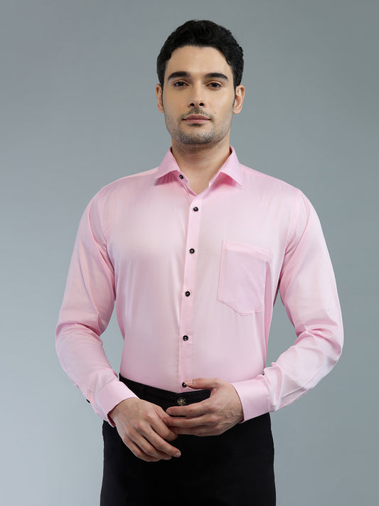 Baby Pink - Kompanion Men's Solid Shirt | Lycra