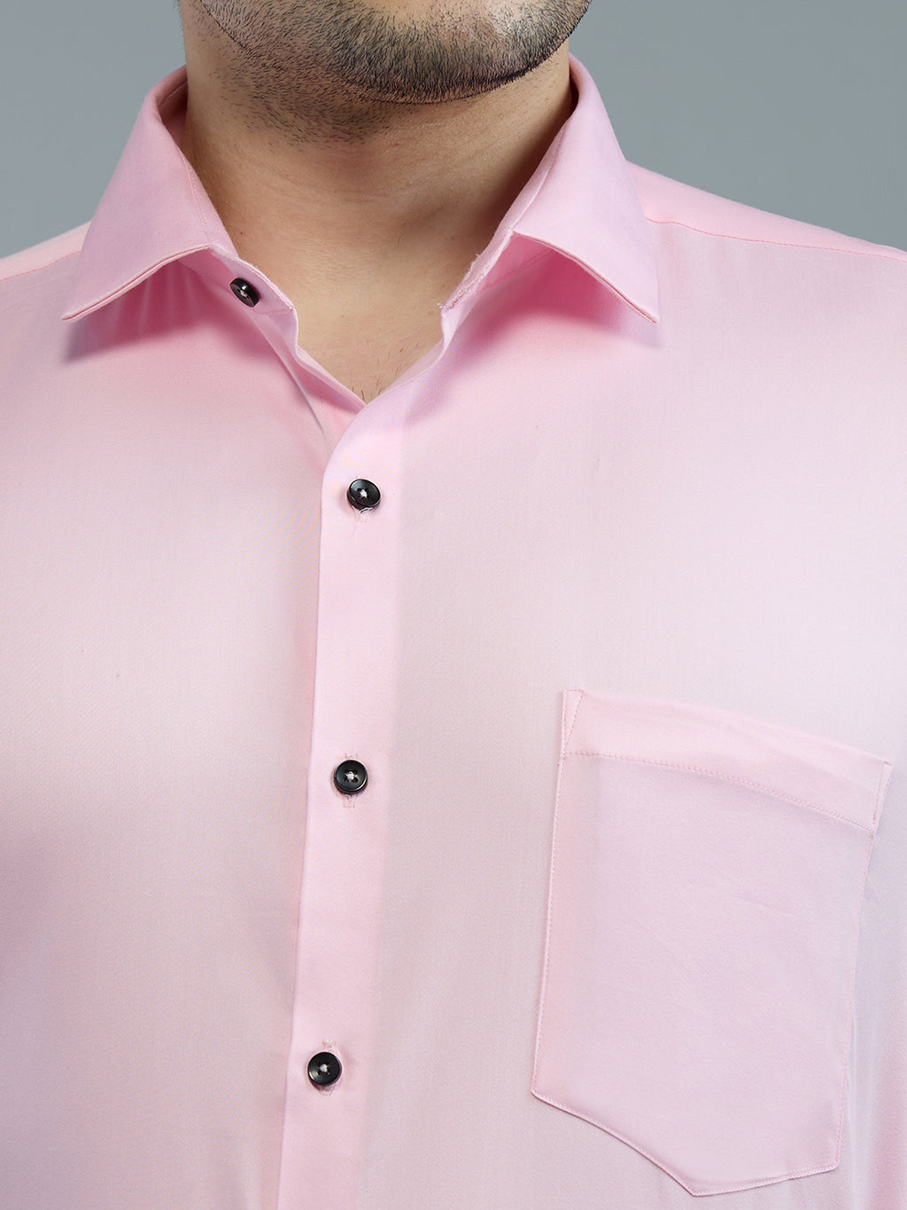 Baby Pink - Kompanion Men's Solid Shirt | Lycra