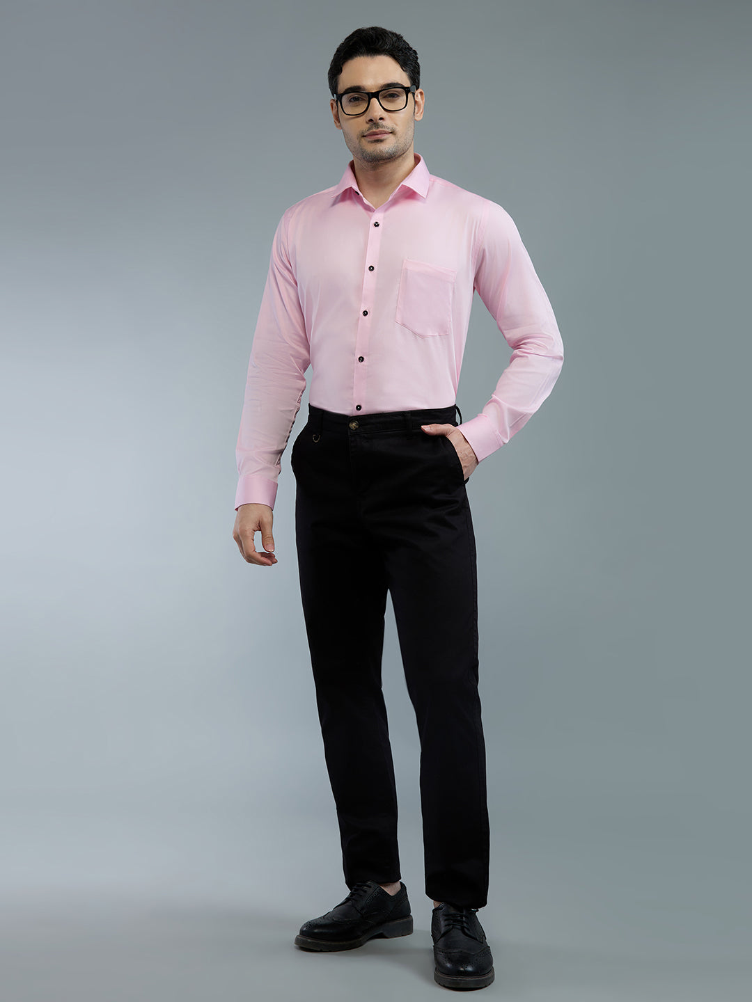 Baby Pink - Kompanion Men's Solid Shirt | Lycra