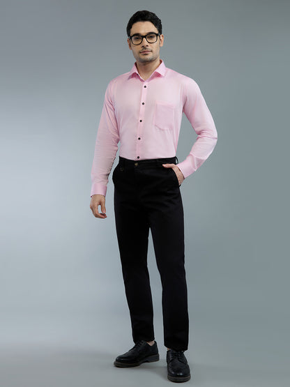 Baby Pink - Kompanion Men's Solid Shirt | Lycra