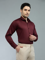 Maroon - Kompanion Men's Solid Shirt | Lycra