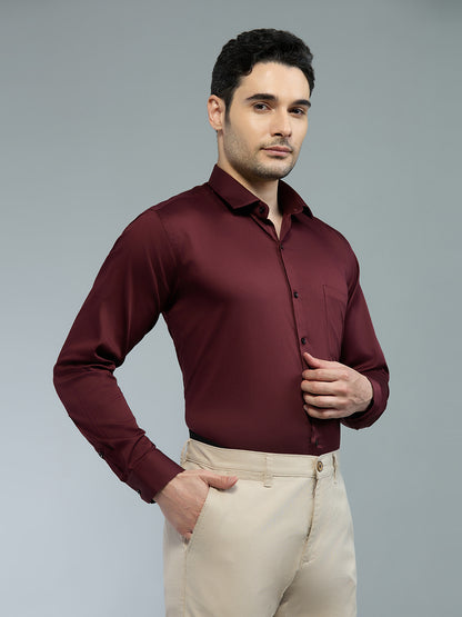 Maroon - Kompanion Men's Solid Shirt | Lycra