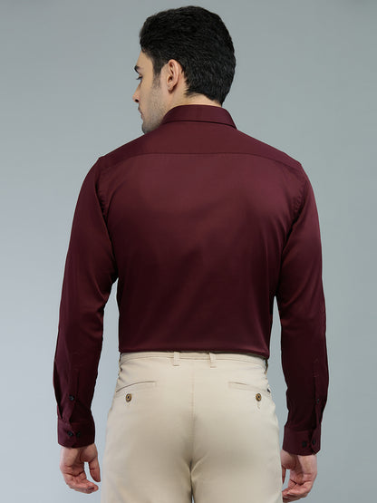 Maroon - Kompanion Men's Solid Shirt | Lycra
