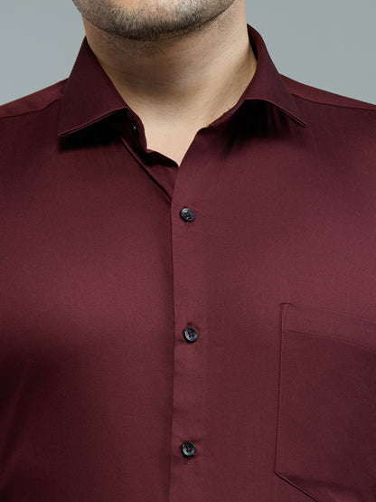 Maroon - Kompanion Men's Solid Shirt | Lycra