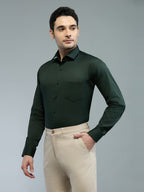 Hunter Green - Kompanion Men's Solid Shirt | Lycra