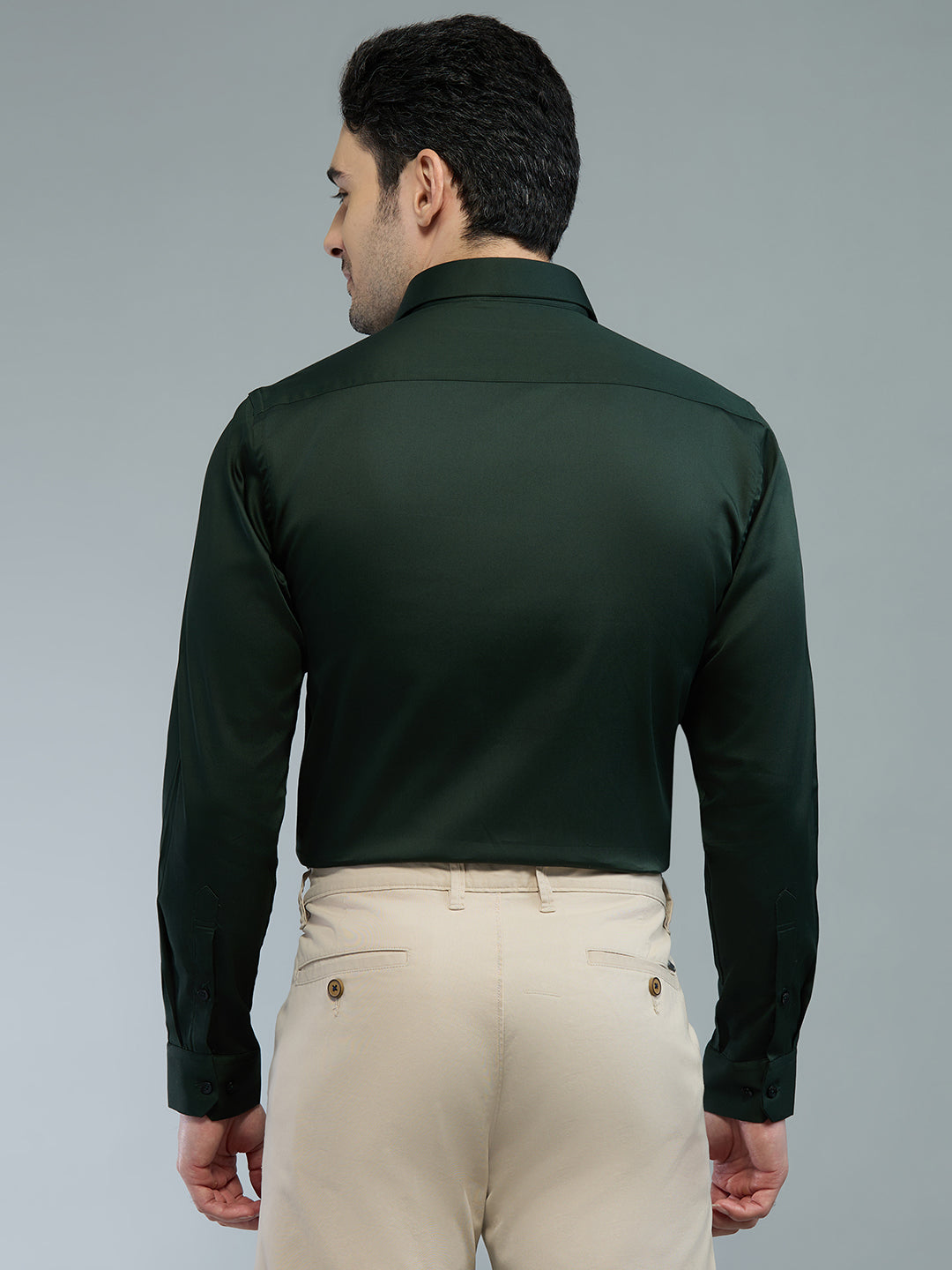 Hunter Green - Kompanion Men's Solid Shirt | Lycra