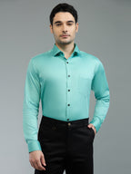 Sea Green - Kompanion Men's Solid Shirt | Lycra