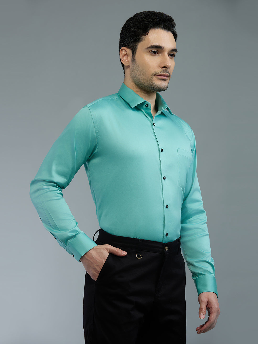 Pista Green - Kompanion Men's Solid Shirt | Lycra