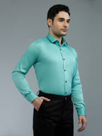 Sea Green - Kompanion Men's Solid Shirt | Lycra