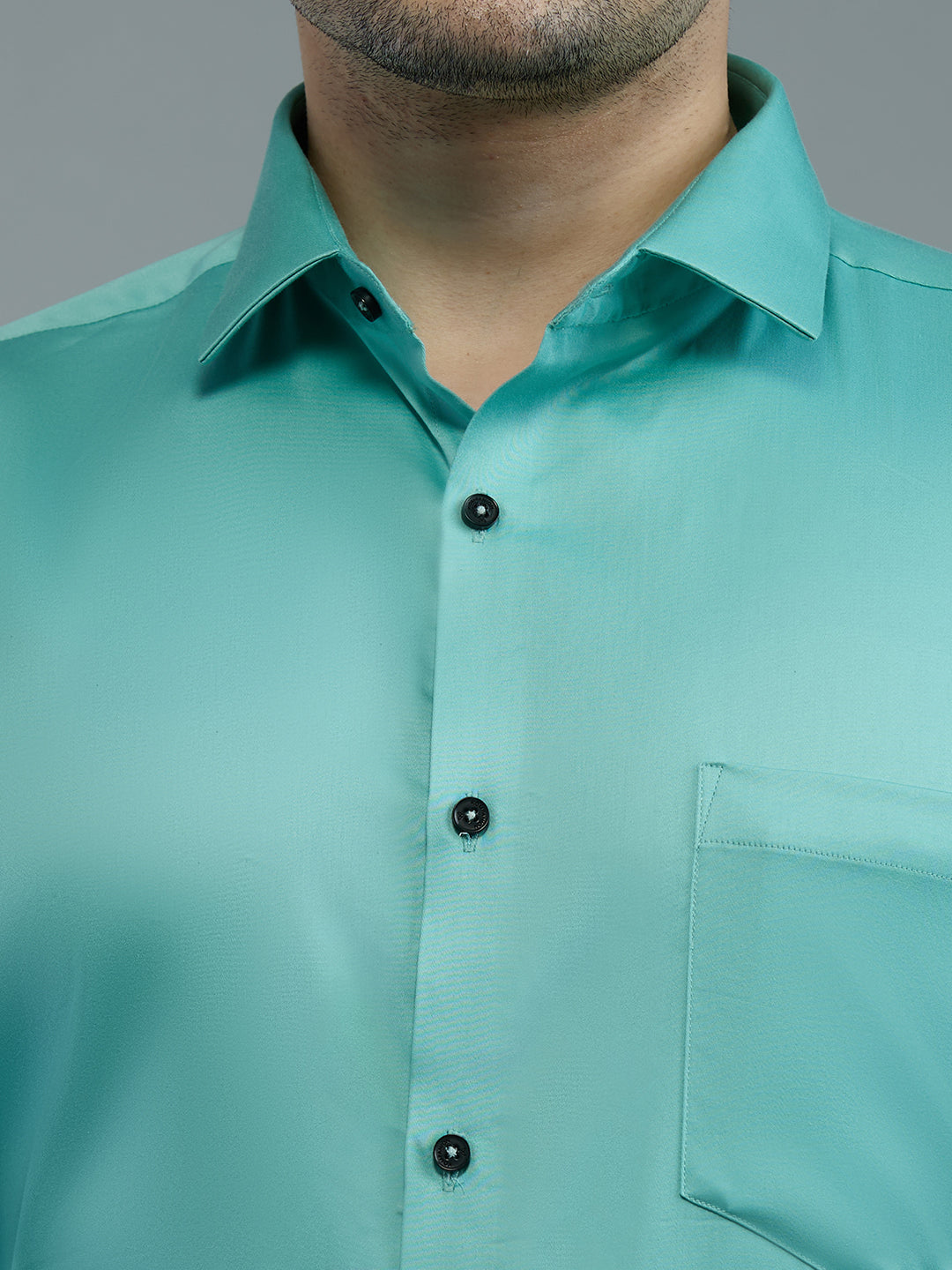 Sea Green - Kompanion Men's Solid Shirt | Lycra