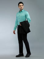 Pista Green - Kompanion Men's Solid Shirt | Lycra