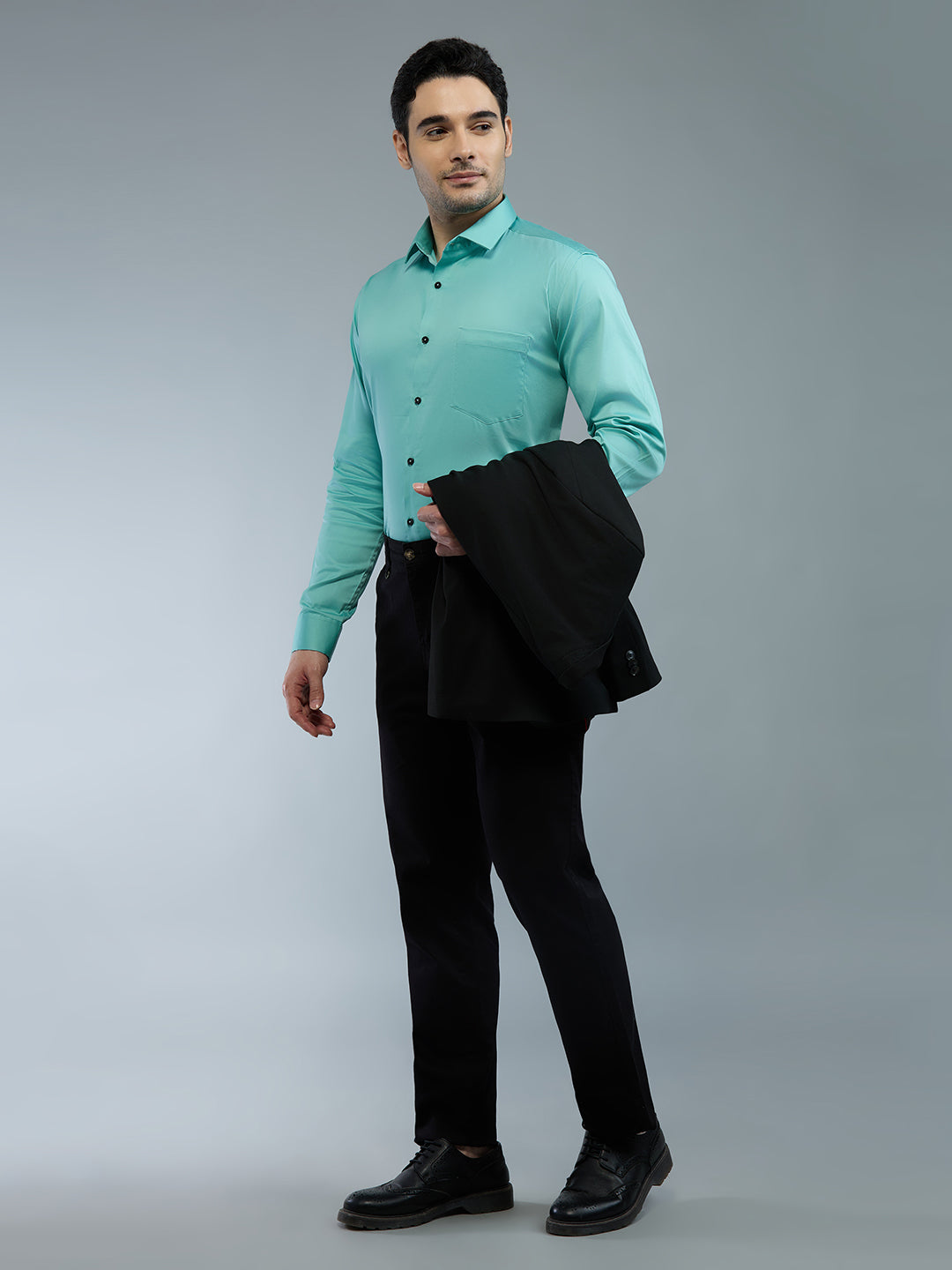 Pista Green - Kompanion Men's Solid Shirt | Lycra
