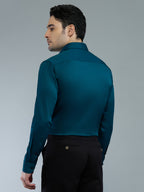 Tea Blue - Kompanion Men's Solid Shirt | Lycra