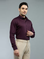 Wine - Kompanion Men's Solid Shirt | Lycra