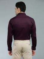 Wine - Kompanion Men's Solid Shirt | Lycra